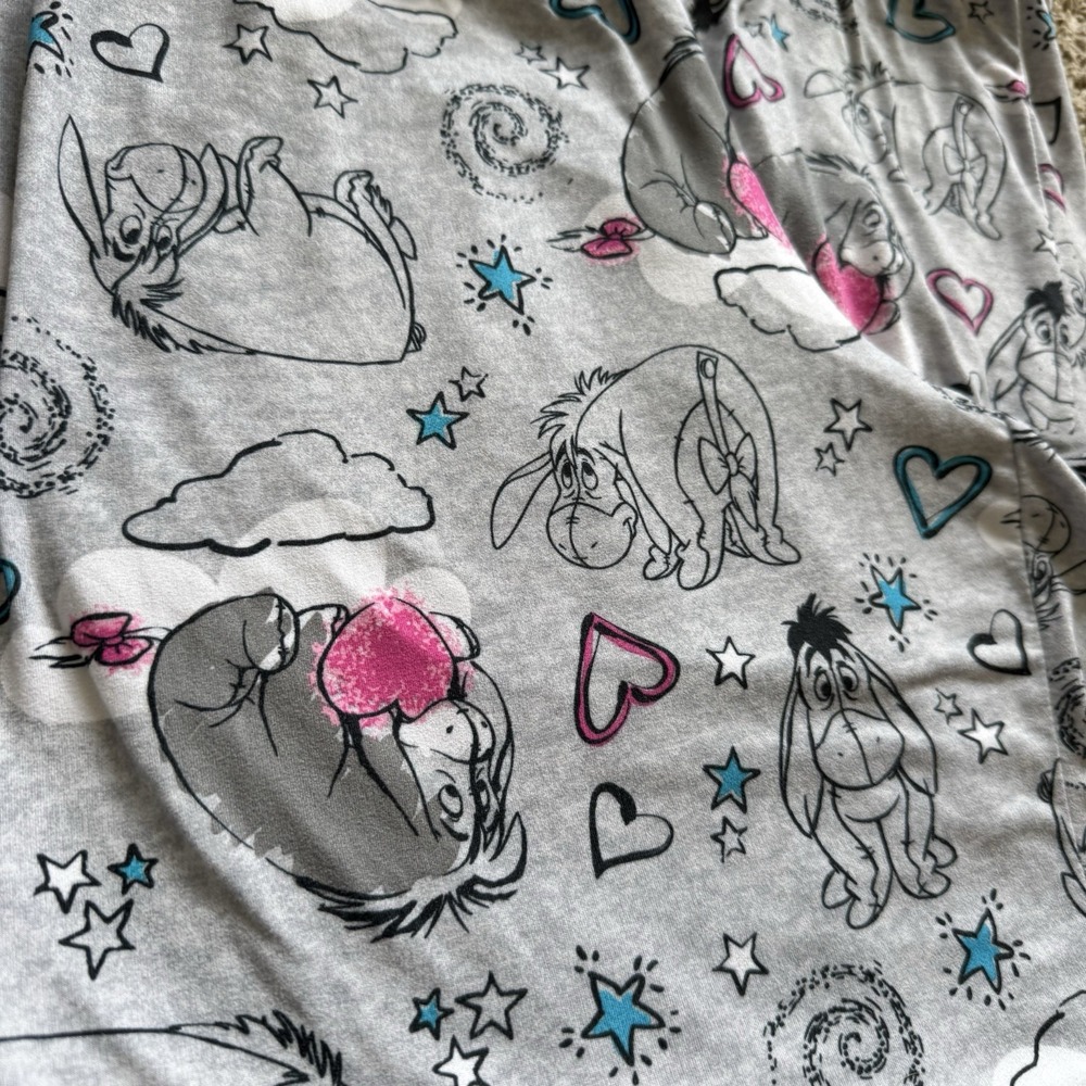 DISNEY Gray Print Eeyore Sleep Pants Pink~ SIZE L (12/14) ~ Super Soft & Snuggly - Picture 4 of 7
